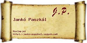 Jankó Paszkál névjegykártya